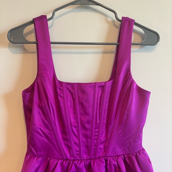 Thirty Thirty Fuschia Satin Corset Bubble Mini Dress Small Cocktail Evening - Picture 5 of 11